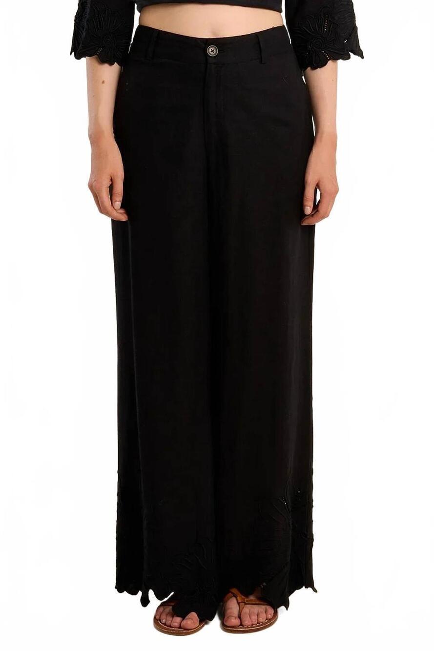 NEW MOLLY BRACKEN embroidered detail pants in black